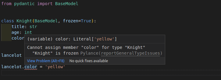 VS Code strict type errors with model